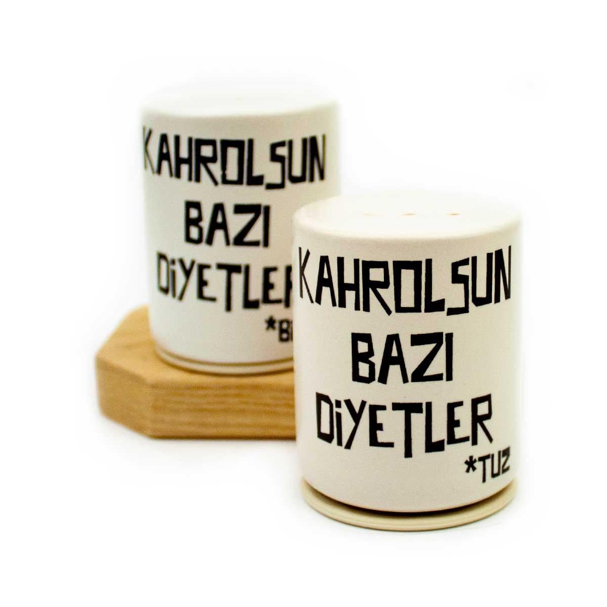 Kahrolsun Bazı Diyetler Seramik 2li Tuzluk Biberlik Seti