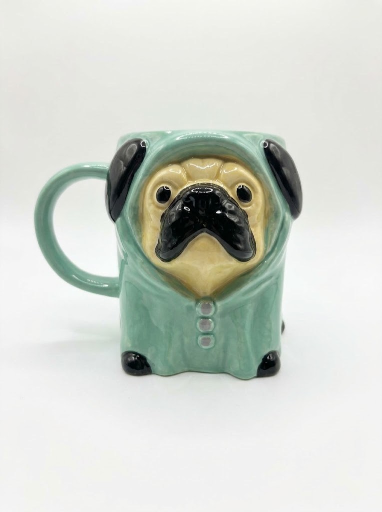 Kapüşonlu Pug Köpek Tasarımlı 3D Kupa - Dekoratif Kahve ve Çay Bardağı