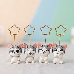 Kedi Figürlü 4’lü Notluk Seti-Dekoratif Masaüstü Not Tutucu
