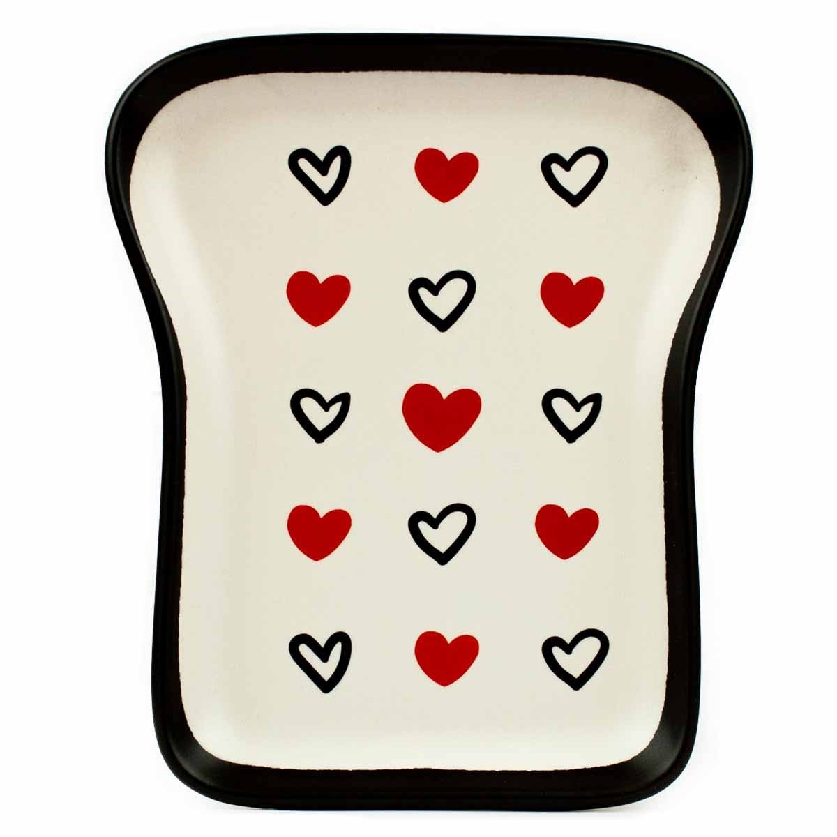 Kırmızı Kalpler ❤️ Tasarım Tost Tabağı - Kahvaltı Sunum Tabağı