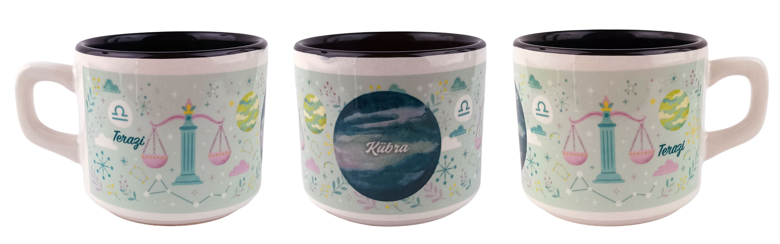 Kişiye Özel Terazi Burcu Tasarımlı Beyaz Burc Kupa - Hediyelik Kupa Fincan Mug