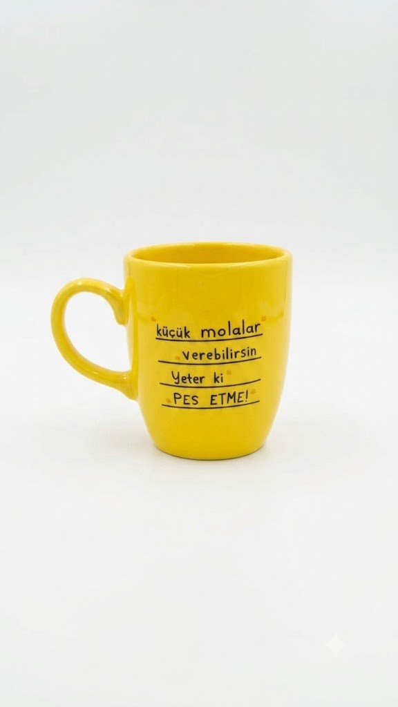 Küçük Molalar Verebilirsin Sarı Oval Kupa - Hediyelik Kupa Fincan Mug