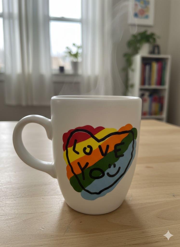 Love You Krem Oval Kupa - Hediyelik Kupa Fincan Mug