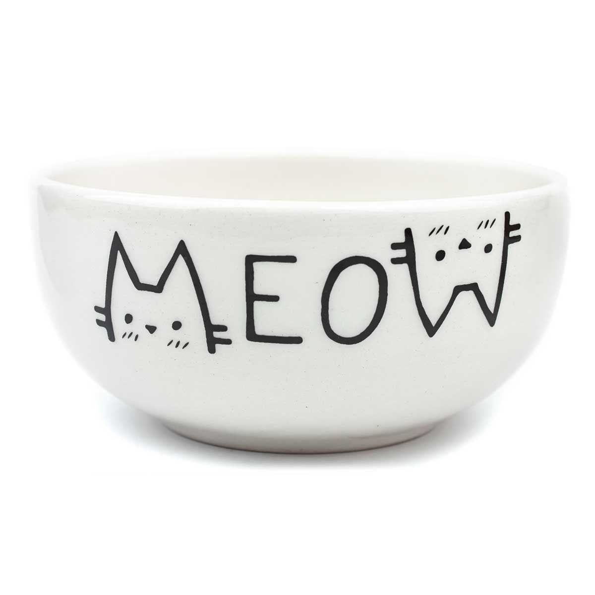 Meow Krem Parlak Seramik Kase - Hediye Seramik Kase