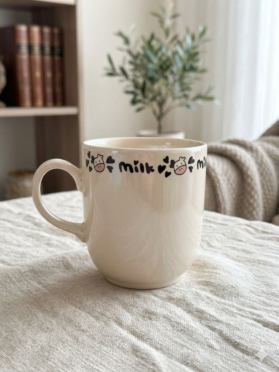 Milk Krem Juno Kupa -Hediyelik Kupa Fincan Mug