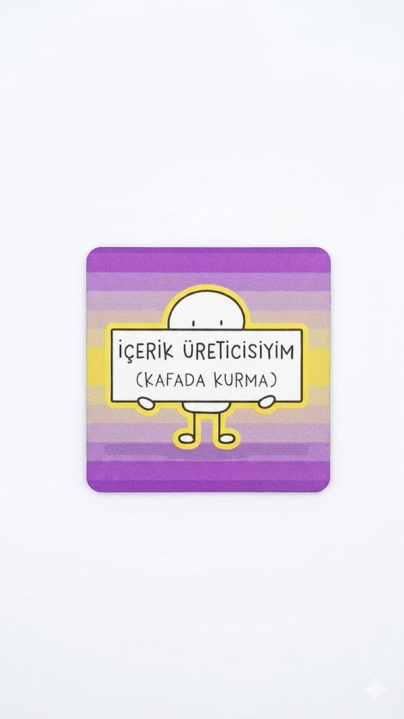 İçerik Üreticisiyim Baskılı Ahşap Bardak Altlığı 