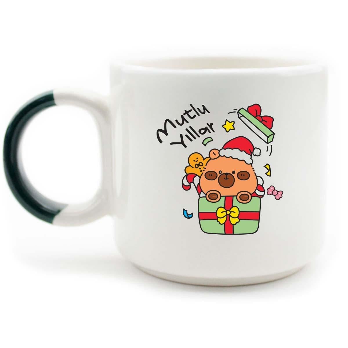 Mutlu Yıllar Minik Ayıcık D Kulp Kupa -Yılbaşı Temalı Kupa