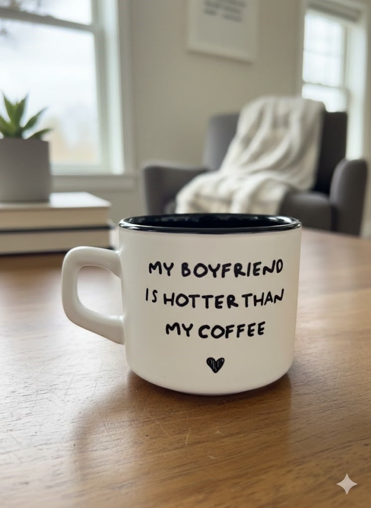 My Boyfrıend Is Hotter Than My Coffee Beyaz Venüs Kupa -Hediyelik Kupa Fincan Mug