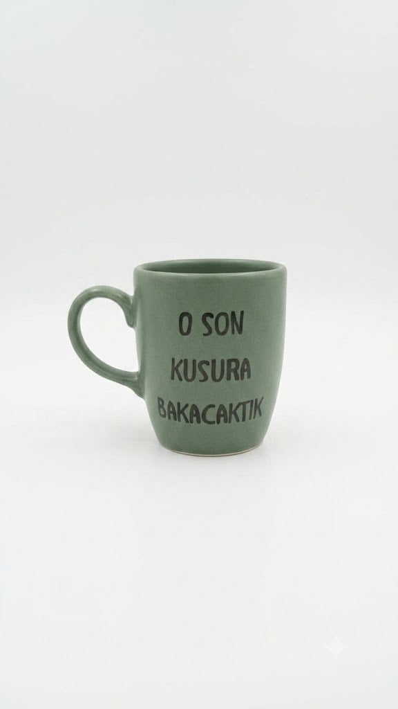 O Son Kusura Bakacaktır Yeşil Oval Kupa - Hediyelik Kupa Fincan Mug