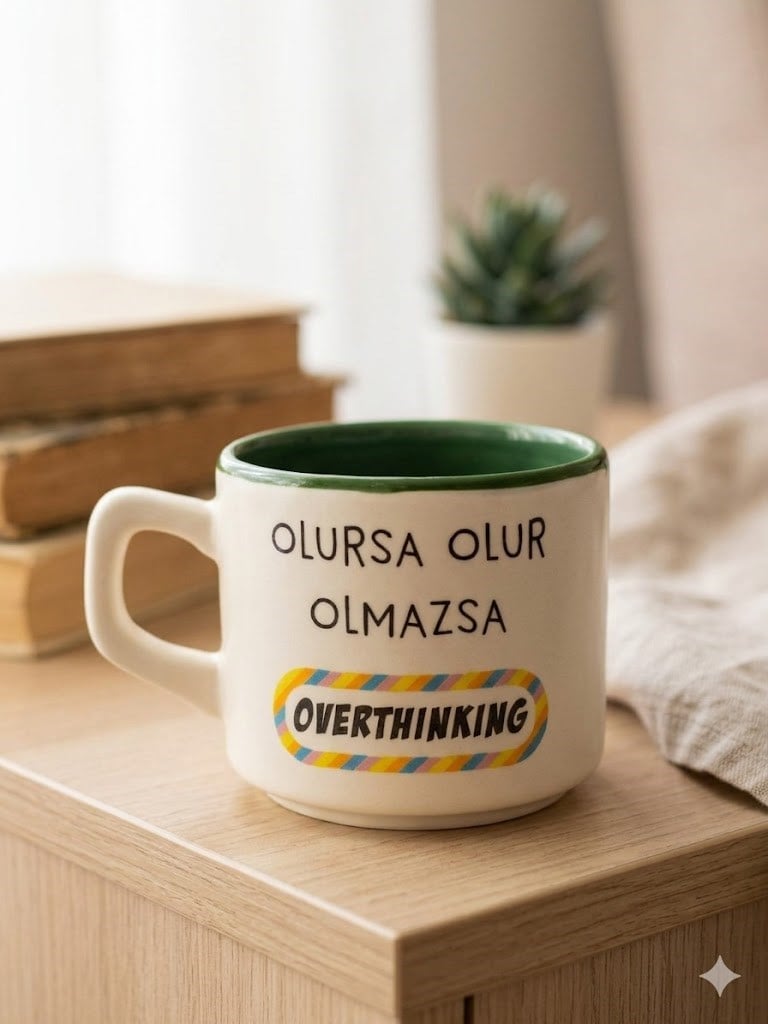 Overthinking Beyaz Venüs Kupa -Hediyelik Kupa Fincan 
