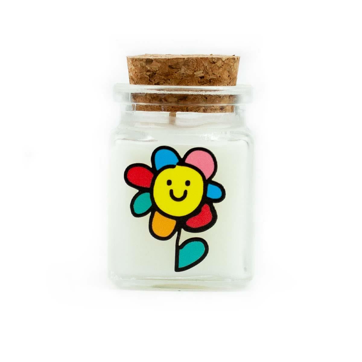 Papatya Mantar Tıpalı Cam Şişede Dekoratif Mum - 1 Adet Mottolu Hediyelik Mum