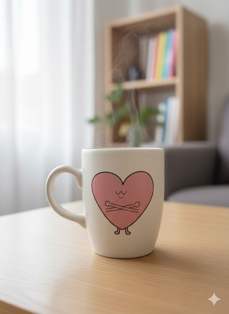 Safe Love Krem Oval Kupa - Hediyelik Kupa Fincan Mug