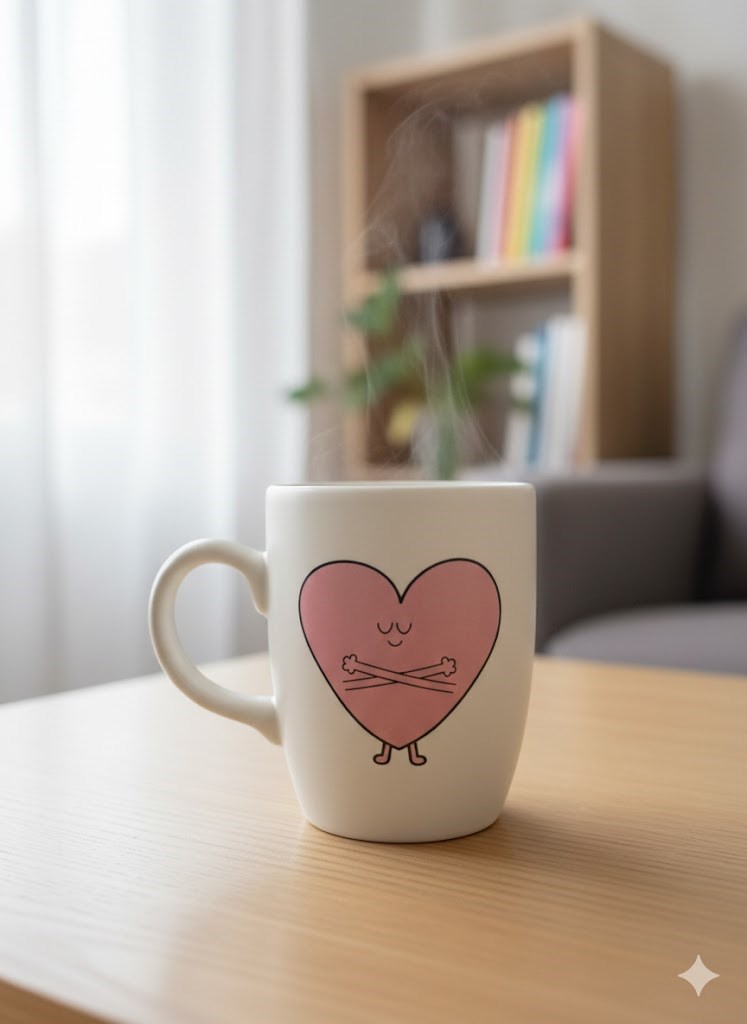 Safe Love Krem Oval Kupa - Hediyelik Kupa Fincan Mug