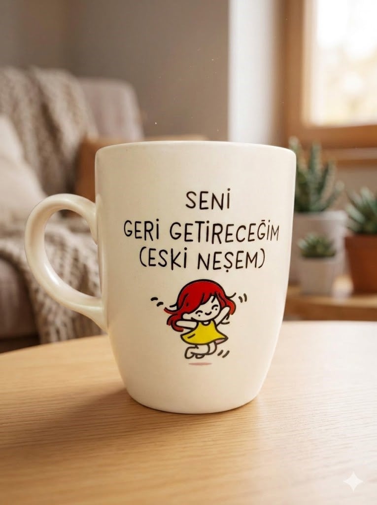 Seni Geri Getireceğim (Eski Neşem) Krem Oval Kupa - Hediyelik Kupa Fincan Mug