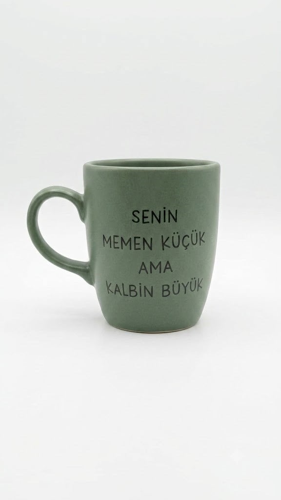 Senin Memen Küçük Yeşil Oval Kupa - Hediyelik Kupa Fincan Mug