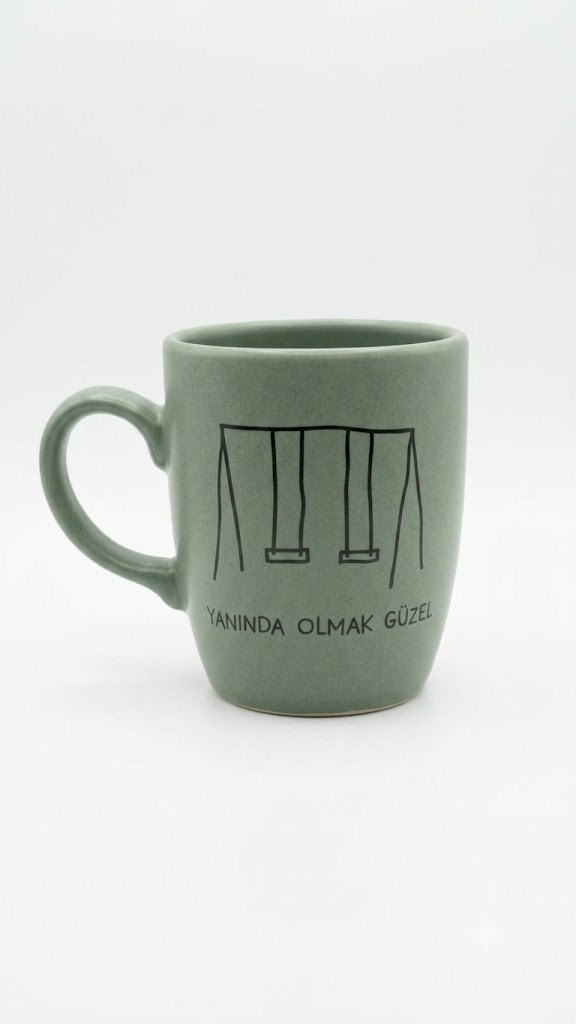 Yanında Olmak Güzel Yeşil Oval Kupa - Hediyelik Kupa Fincan Mug
