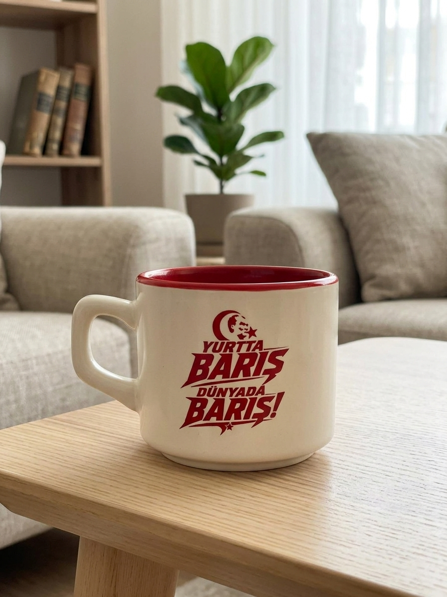 Yurtta Barış Dünyada Barış! Beyaz Venüs Kupa - Hediyelik Kupa Fincan Mug