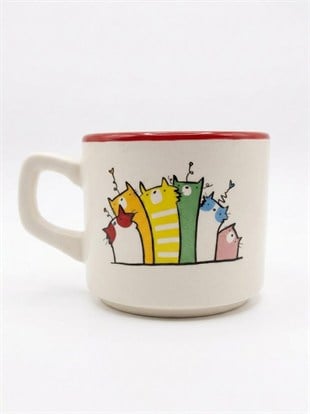 6 Şaşkın Kedi 02 Beyaz Venüs Kupa - Hediyelik Kupa Fincan Mug