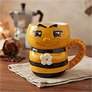 Arı Figürlü 3D Kupa - Eğlenceli Dekoratif Kahve ve Çay Bardağı