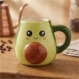 Avakado Tasarımlı 3D Kupa - Eğlenceli Dekoratif Kahve ve Çay Bardağı
