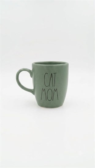 Cat Mom Yeşil Oval Kupa - Hediyelik Kupa Fincan Mug