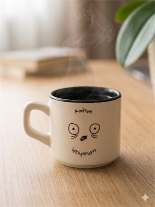 Kahve İstiyorum Beyaz Venüs Kupa -Hediyelik Kupa Fincan Mug