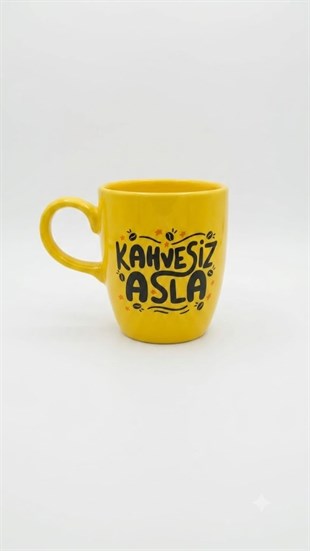 Kahvesiz Asla Sarı Oval Kupa - Hediyelik Kupa Fincan Mug