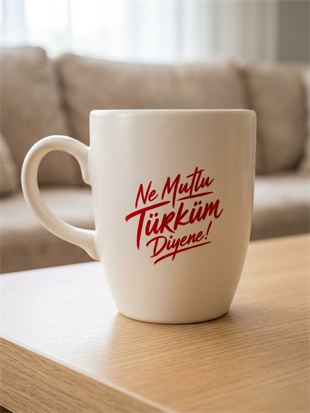 Ne Mutlu Türküm Diyene ! Krem Oval Kupa - Hediyelik Kupa Fincan Mug