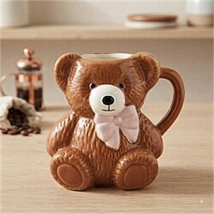 Sevimli Ayıcık 3D Kupa - Eğlenceli Dekoratif Kahve ve Çay Bardağı