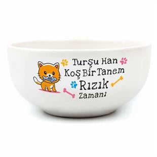 Turşu Han Koş Bir Tanem Rızık Zamanı! Krem Seramik Kase - Hediye Seramik Kase