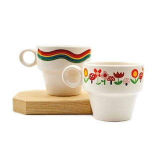 Vosvos & Gökkuşağı 2li Espresso Bardak Seti - Hediye Seramik Fincan
