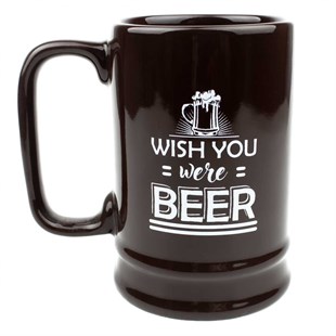 Wish You Were Beer Kahverengi Parlak Bira Bardağı