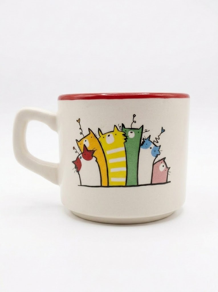6 Şaşkın Kedi 02 Beyaz Venüs Kupa - Hediyelik Kupa Fincan Mug
