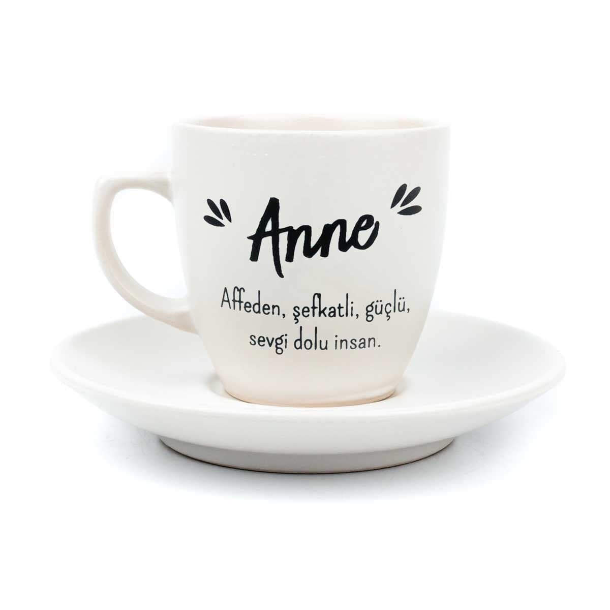 Anne Krem Türk Kahvesi Fincanı - Anneler Günü Hediyesi Kupa Fincan