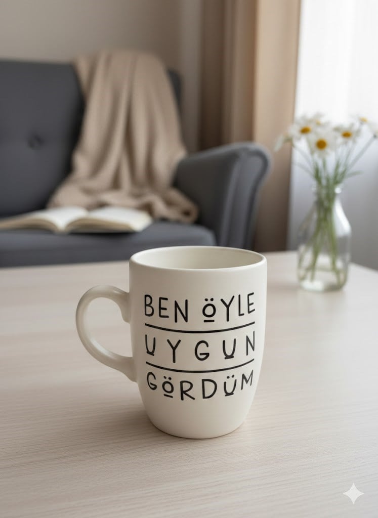 Ben Öyle Gördüm Krem Oval Kupa - Hediyelik Kupa Fincan Mug