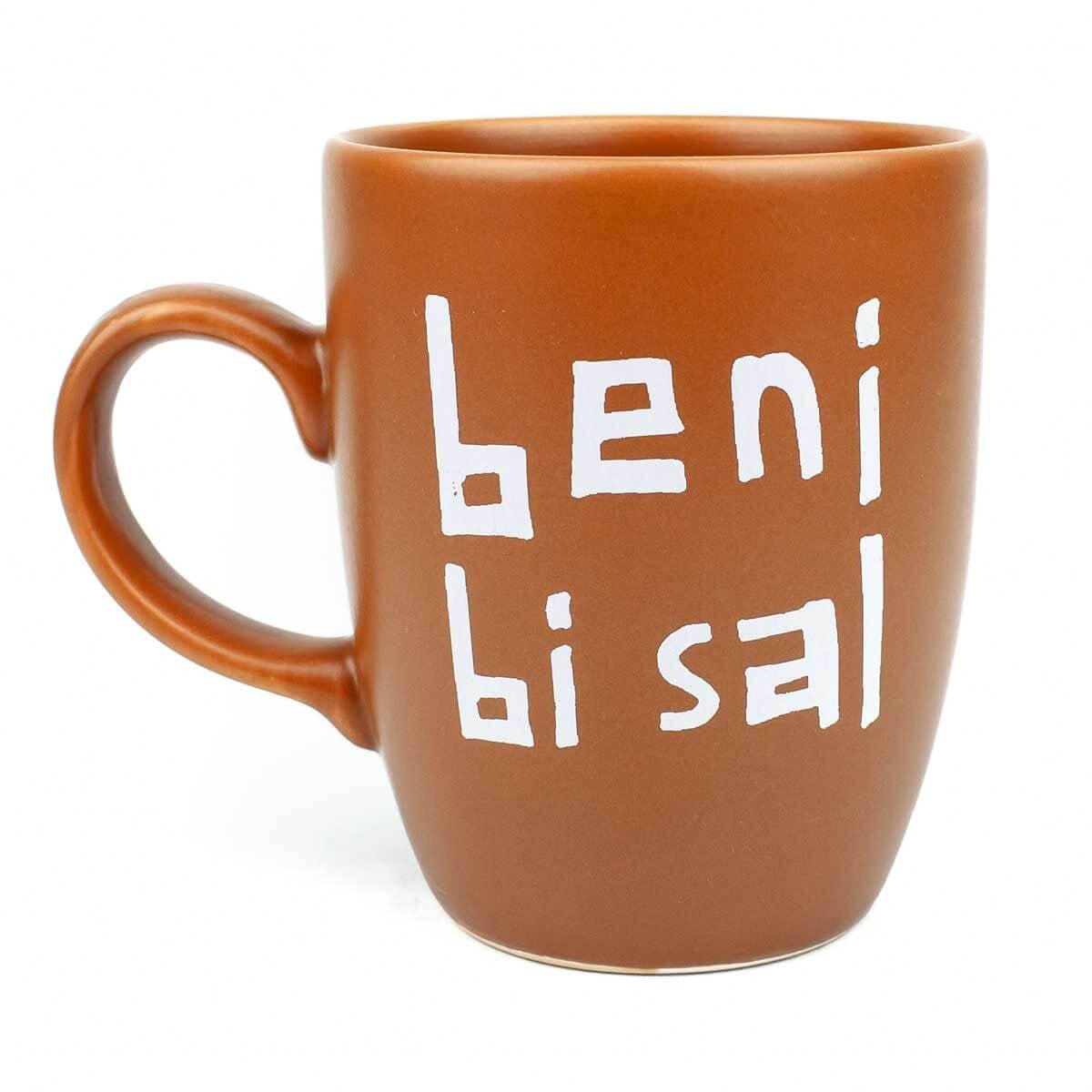 Beni Bi Sal Karamel Oval Kupa - Hediye Seramik Kupa