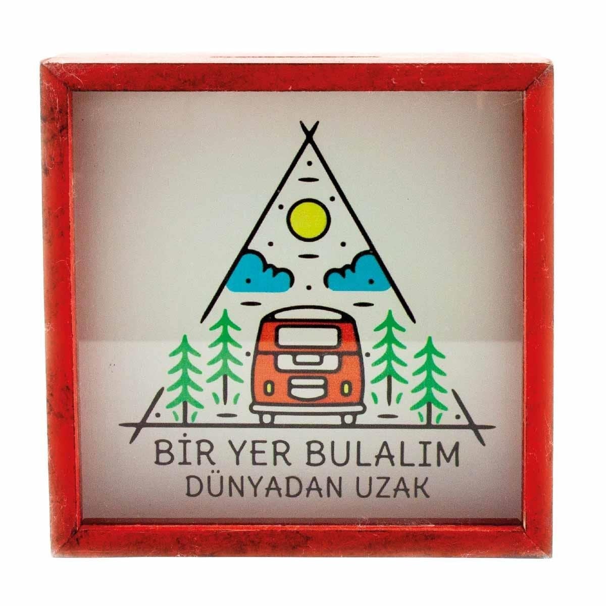 Bir Yer Bulalım Dünyadan Uzak Ahşap ve Cam Tasarımlı Kumbara