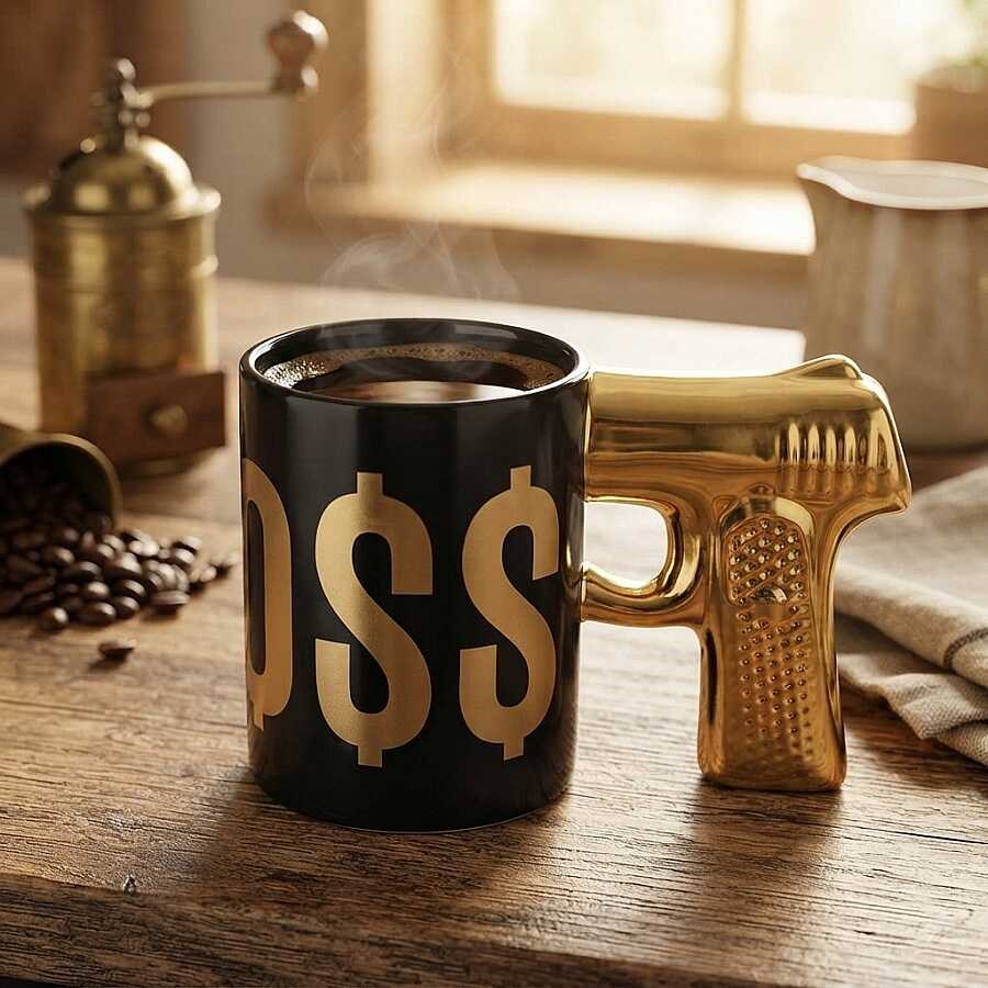 Boss Tasarımlı 3D Kupa - Eğlenceli Dekoratif Kahve ve Çay Bardağı