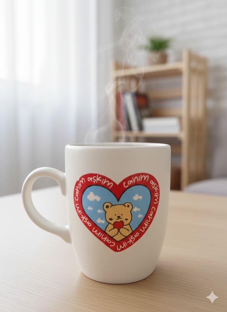 Canım Aşkım Krem Oval Kupa - Hediyelik Kupa Fincan Mug