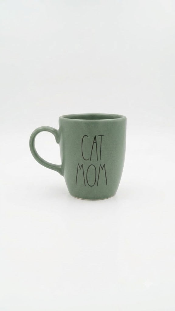 Cat Mom Yeşil Oval Kupa - Hediyelik Kupa Fincan Mug