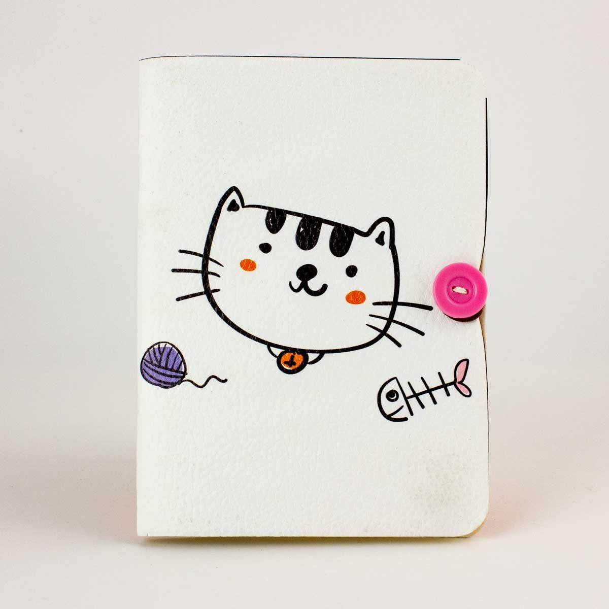 Çizim Kedi Düğmeli Defter