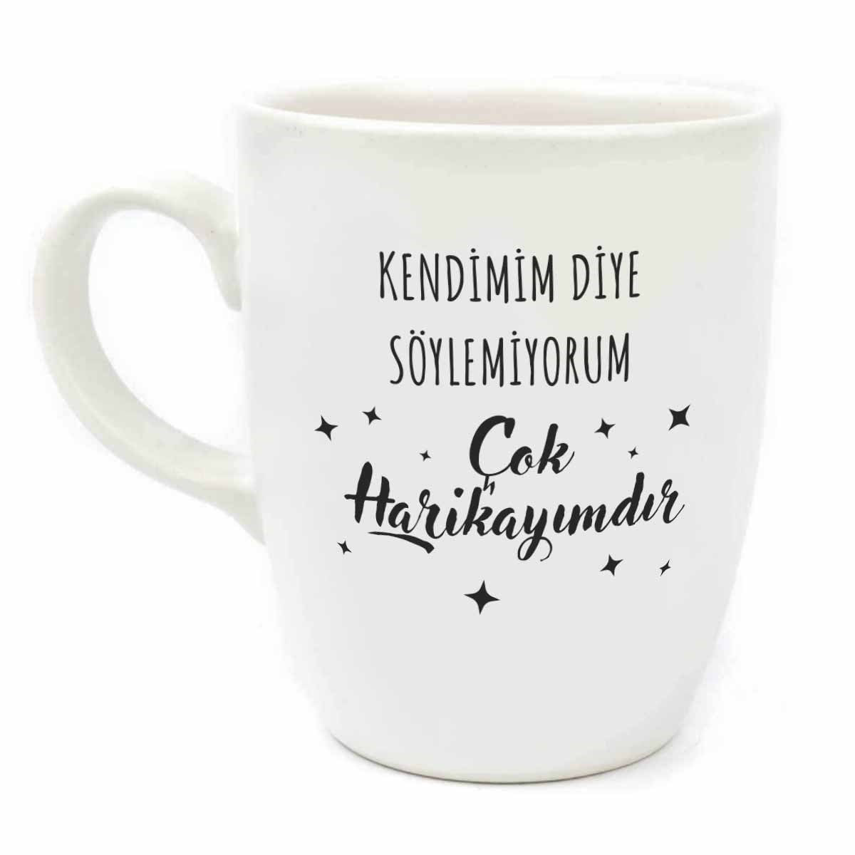 Çok Harikayımdır Krem Oval Kupa - Hediye Seramik Kupa