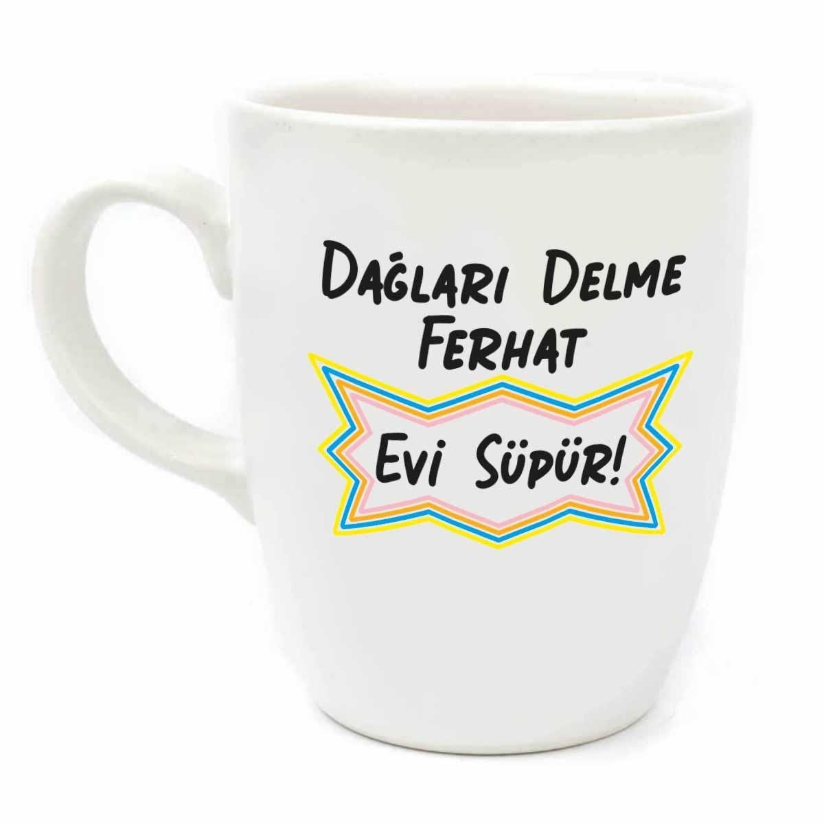 Dağları Delme Ferhat Evi Süpür Krem Oval Kupa - Hediye Seramik Kupa