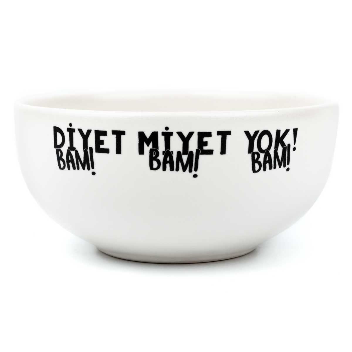 Diyet Miyet Yok! Krem Seramik Kase - Hediye Seramik Kase