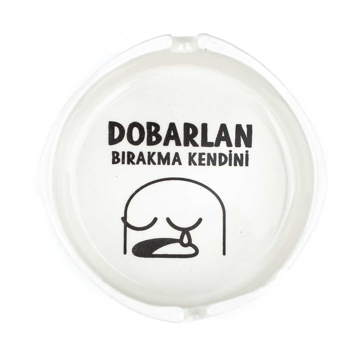 Dobarlan Bırakma Kendini Beyaz Parlak Seramik Küllük