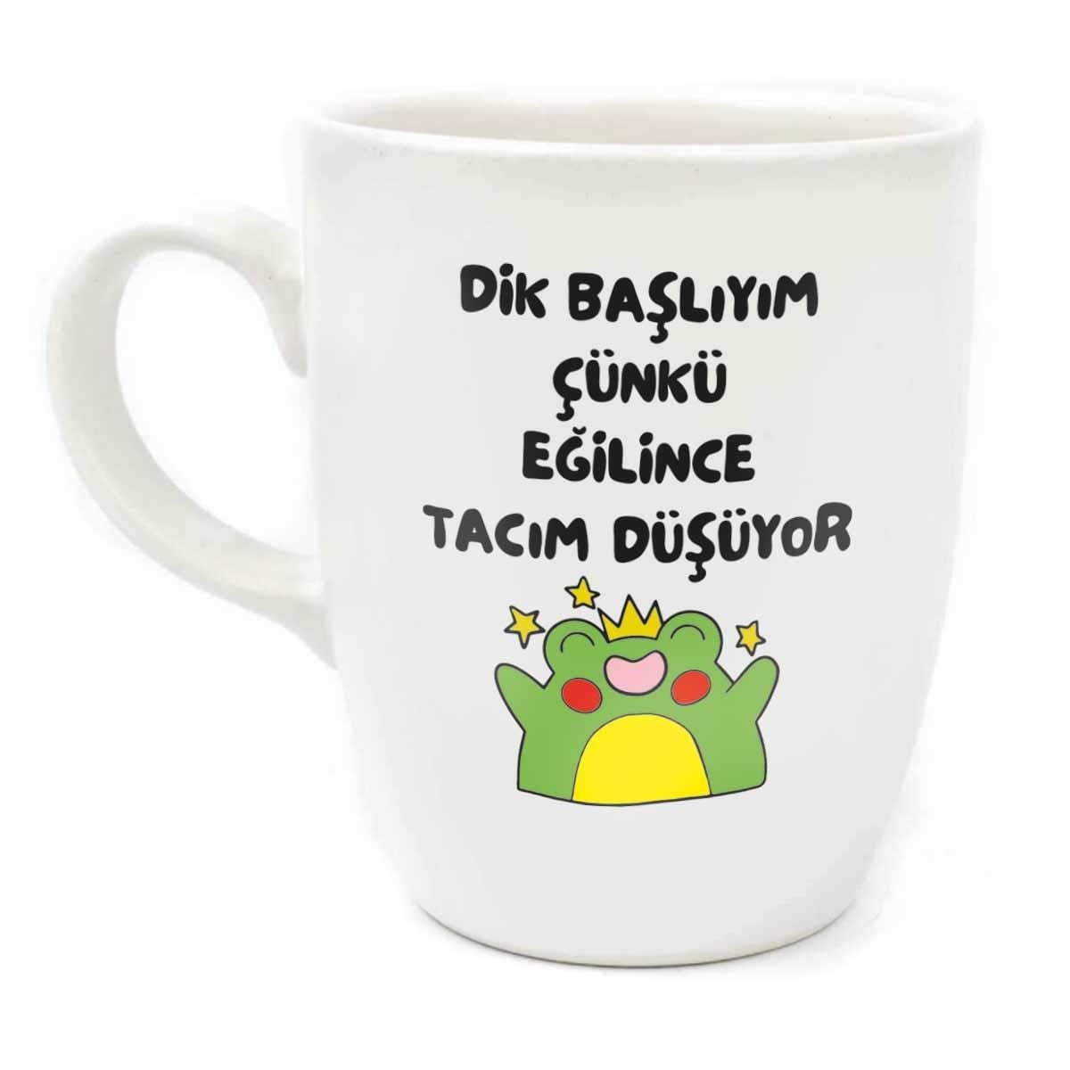 Eğilince Tacım Düşüyor Krem Oval Kupa - Hediye Seramik Kupa