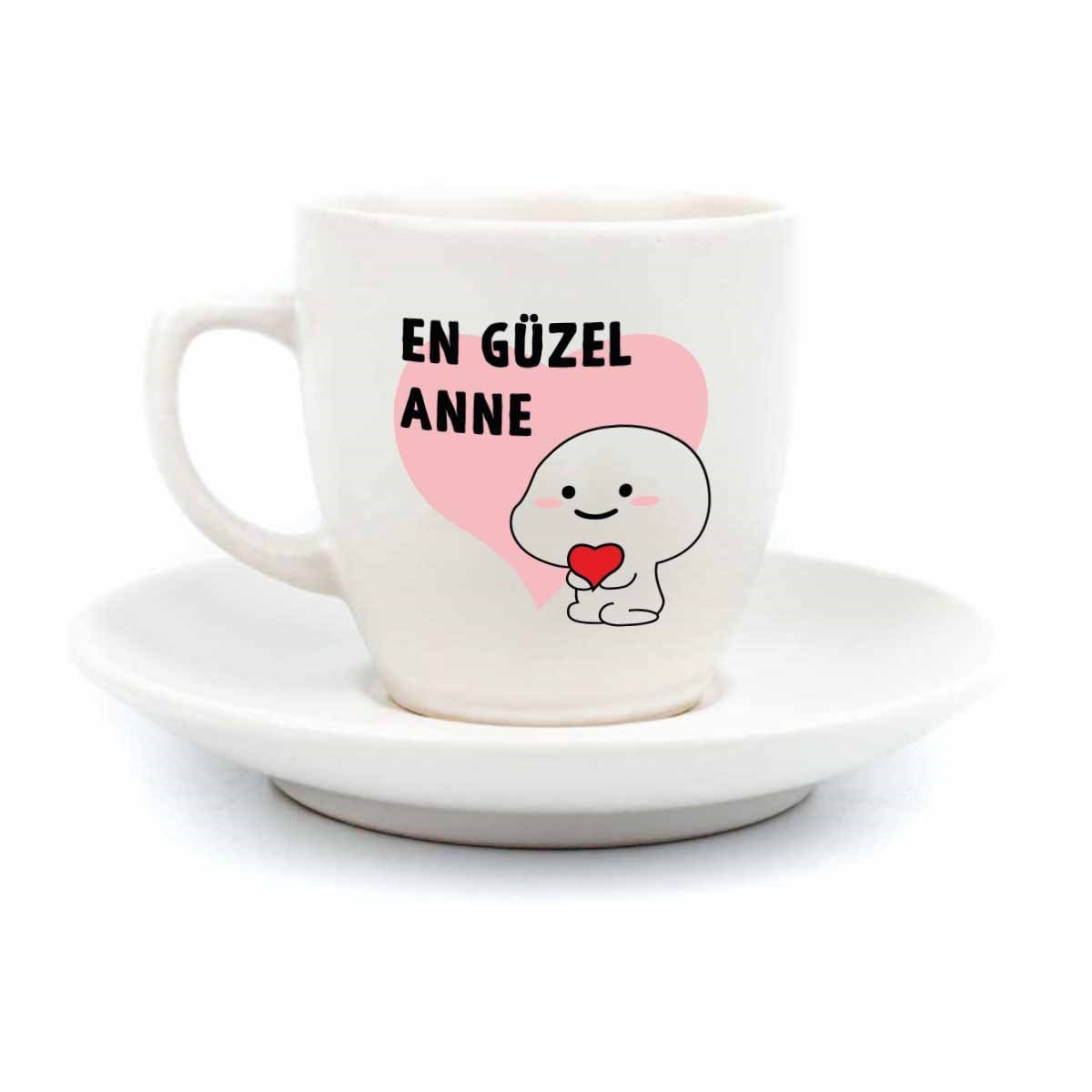 En Güzel Anne Krem Türk Kahvesi Fincanı - Anneler Günü Hediyesi Kupa Fincan
