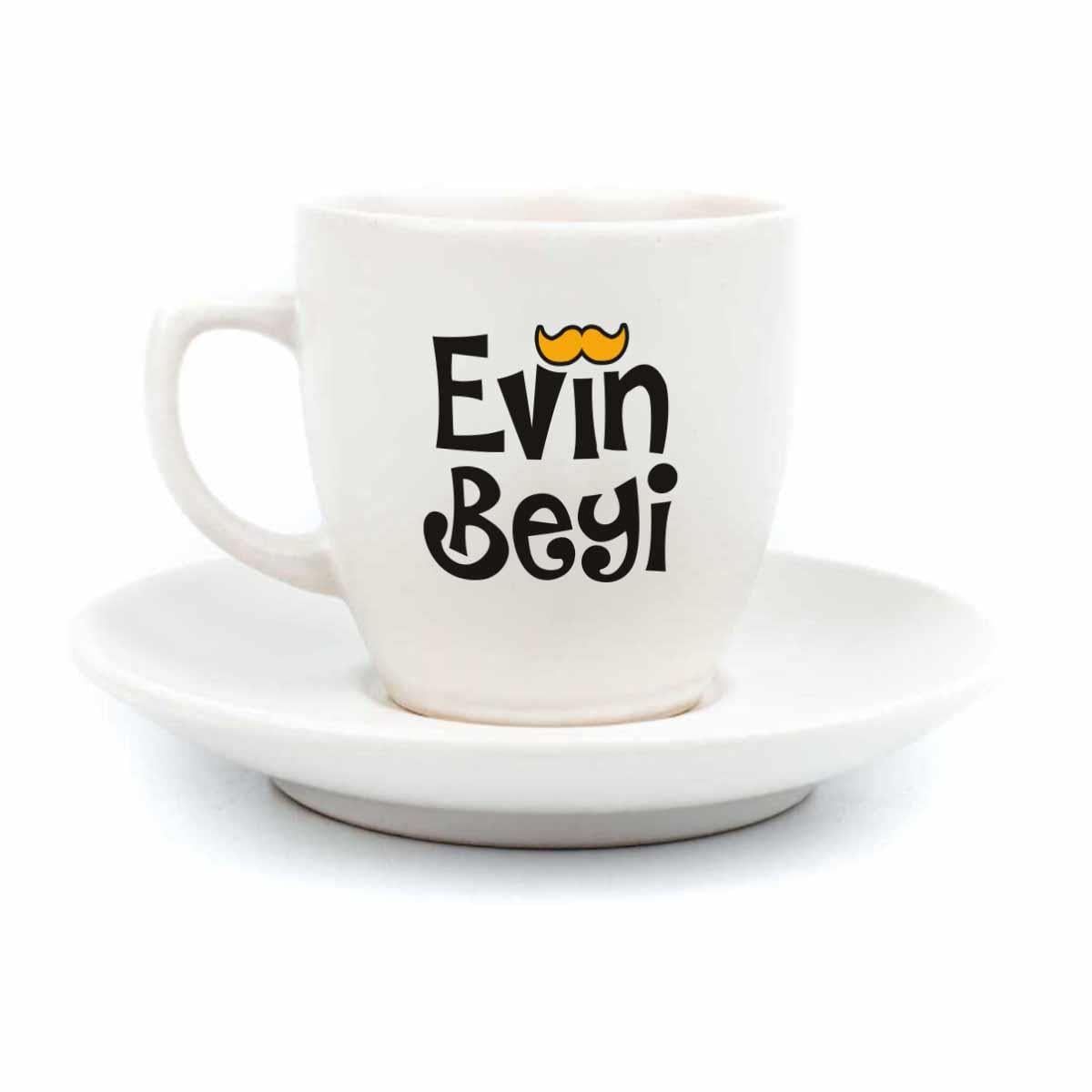 Evin Beyi Krem Türk Kahvesi Fincanı - Hediye Seramik Türk Kahvesi Fincanı