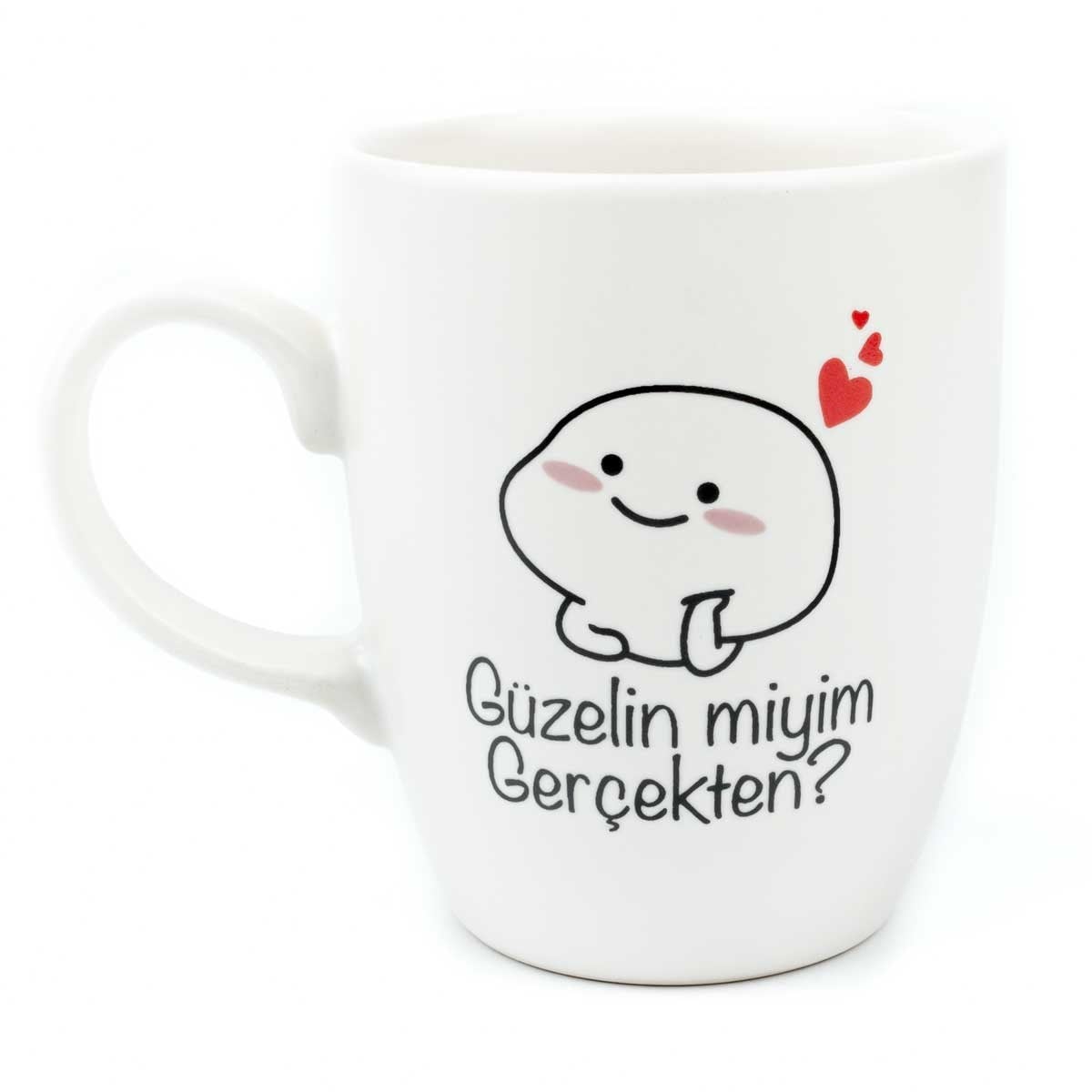 Güzelin Miyim Gerçekten? Krem Oval Kupa - Hediye Seramik Kupa