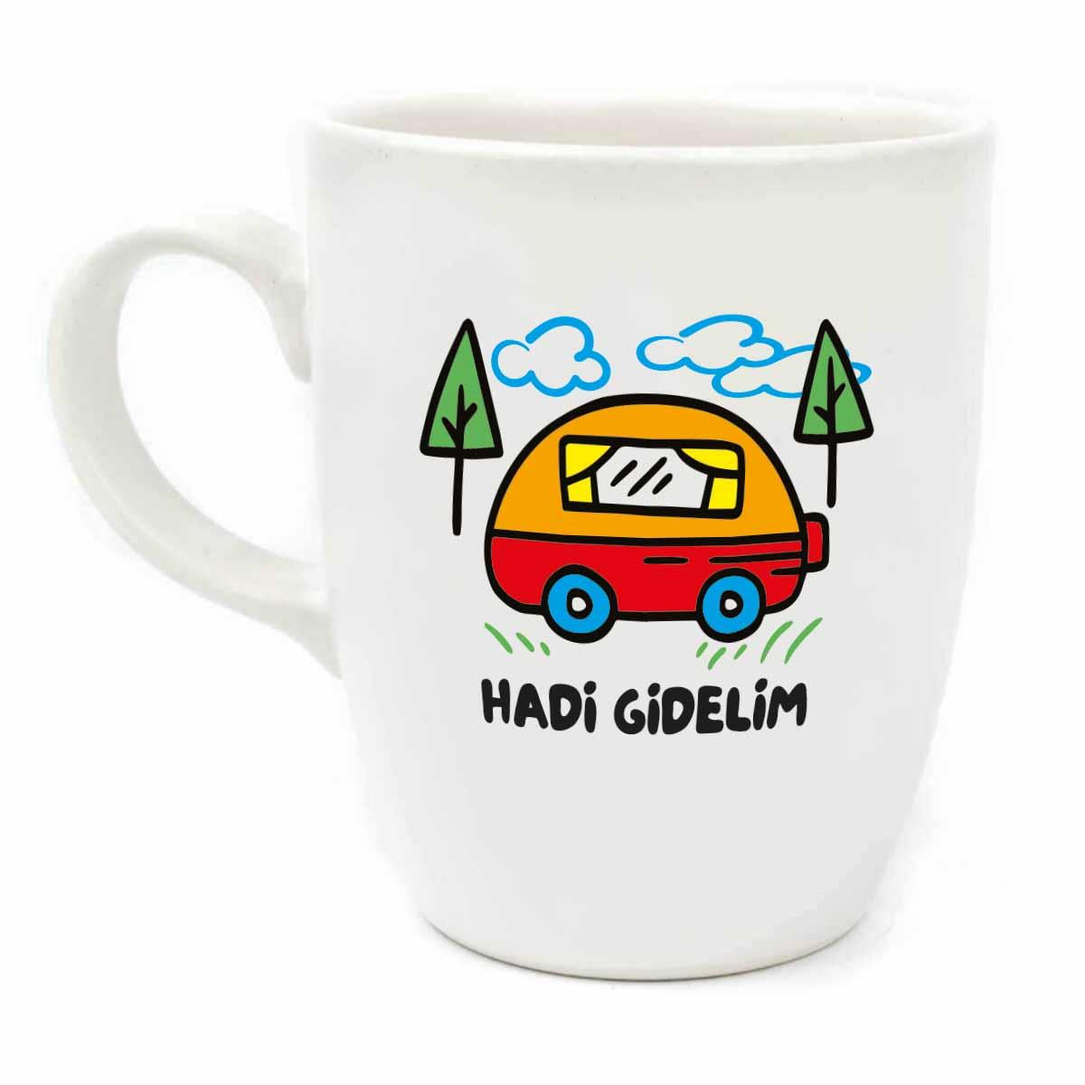 Hadi Gidelim Doodle Krem Oval Kupa - Hediyelik Kupa Fincan Mug